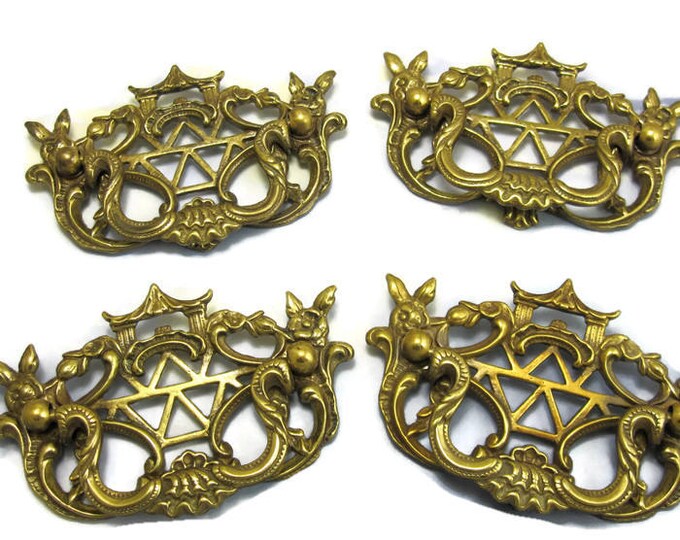 Brass Drawer Handles Solid Brass Vintage Drawer Pulls Set of 2 Etsy