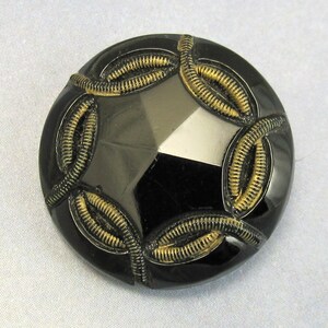 2 Antique Victorian Buttons Black Jet Glass 107 image 2