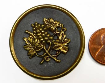 Antique Victorian Button 1 3/8 Ornate Floral Brass Button 427