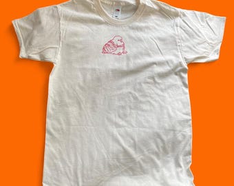 Handprinted linocut pigeon T-shirt