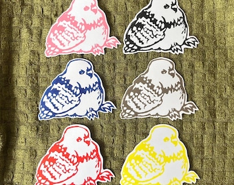 Hand-printed linocut pigeon sticker for journalling and scrapbooking