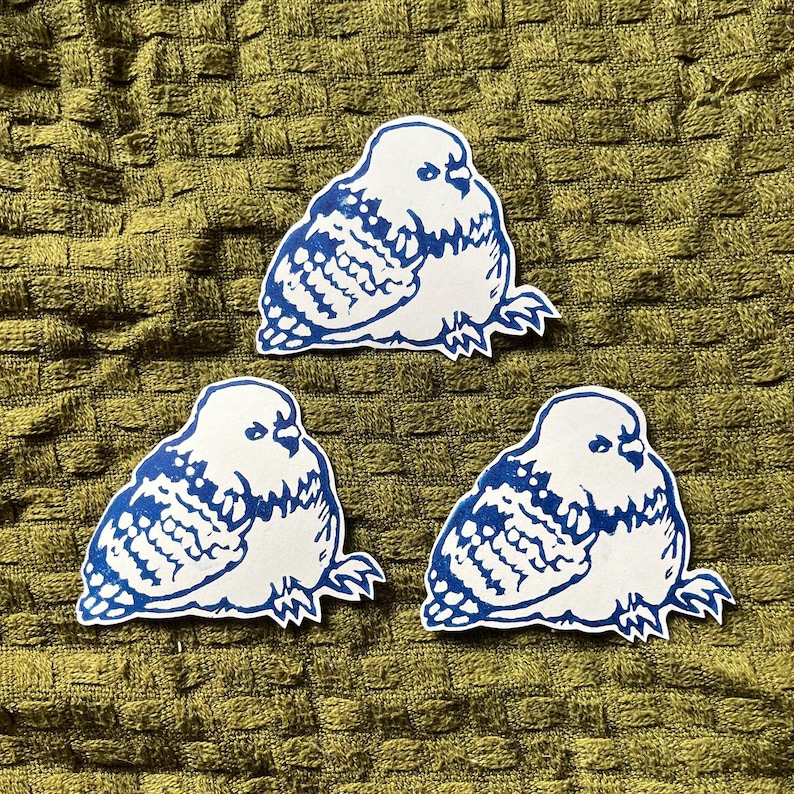 Hand-printed linocut pigeon sticker for journalling and scrapbooking image 2