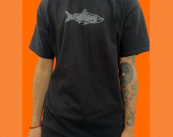 Hand-printed linocut Fish T-shirt