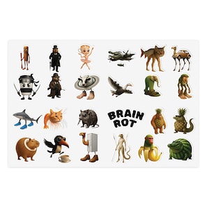 Adesivos Brainrot, Brain Rot, Adesivos Italianos de Podridão Cerebral, Cappucino Assasino, Bailarina Cappucina, Trallalero Trallala, Bombardino Crocodilo