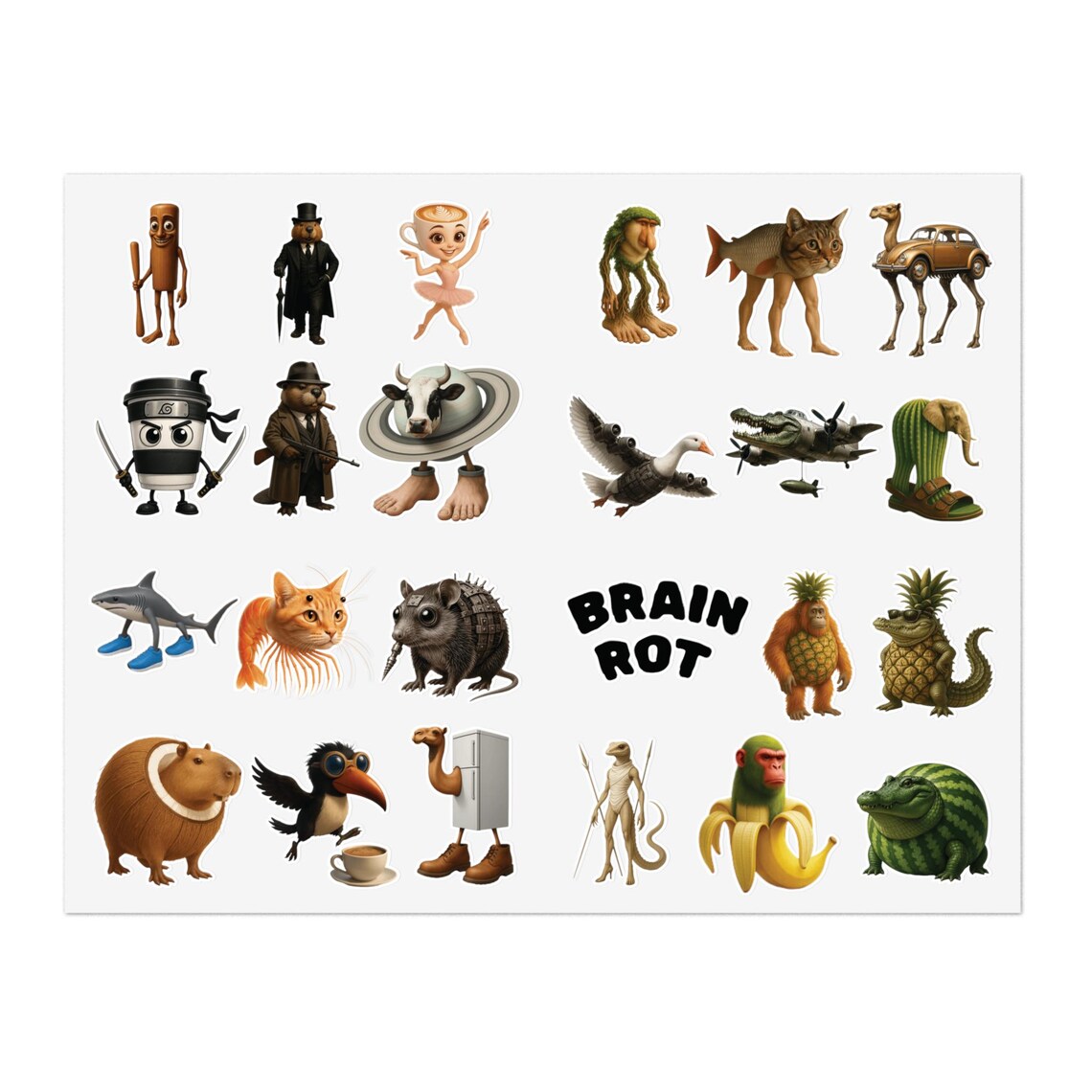 Brainrot Stickers, Brain Rot, Italian Brain Rot Stickers, Cappucino ...