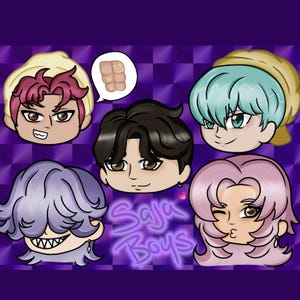 KPDH Little Soda Pop Saja Boys Chibi Head Stickers (Holographic or Regular), Buttons/Prints