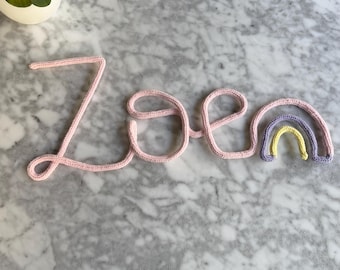 Personalized Knit Wire Name Sign – XLarge with shape, Custom Nursery & Kids Room Décor