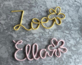 Personalized Knit Wire Name Sign – Medium with shape, Custom Nursery & Kids Room Décor
