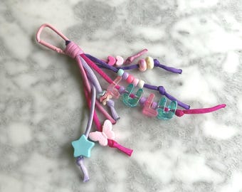 Layered Charm Keychain - Personalized Name Keychain | Custom Beaded Bag Charm | Kids Gift | Backpack Accessory