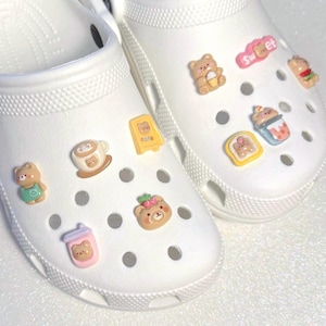 Cute Cafe Bear Shoe Charm Set | glossy 10pc set of shoe plugs
