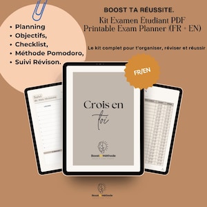 Kit d'esame per studenti in formato PDF - Planner d'esame stampabile | Revisione, Checklist, Organizzazione (FR + EN)