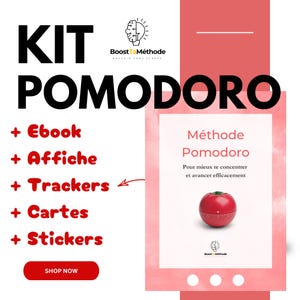 Kit Pomodoro Étudiant PDF – Ebook Révision + Planner + Stickers + Trackers – Organisation et Motivation | Boost Ta Méthode