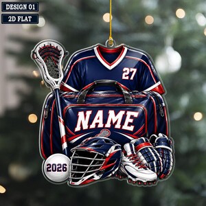 Personalized Lacrosse Christmas Acrylic Ornament, Lacrosse Stick, Faceoff Season, Crease Defender, Holiday Game, Team Pride, Winter Field
