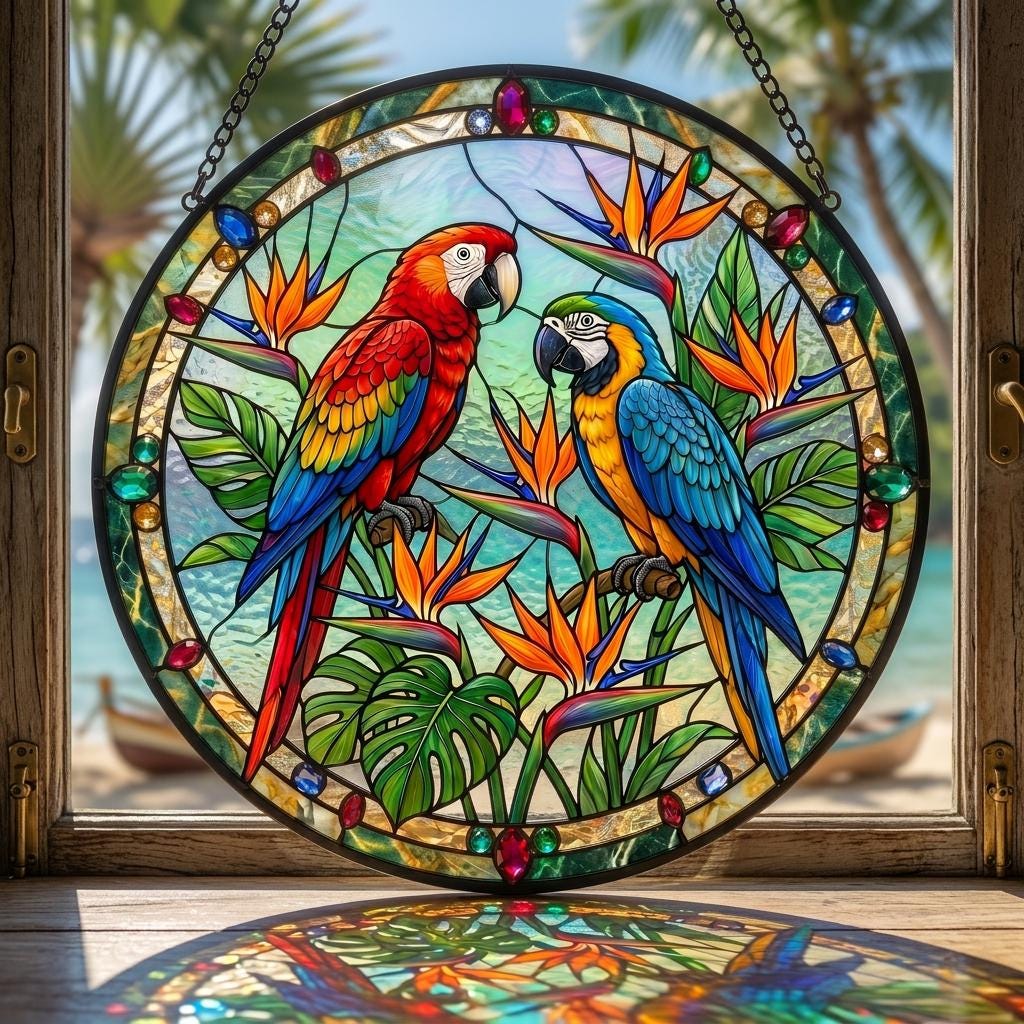 Stained glass bird of paradise - Etsy 日本