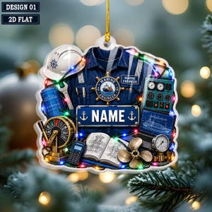 Personalized Marine Engineer Acrylic Ornament, Ship Design, Engine Room, Vessel Systems, Ocean Tech, Maritime Gift, Sea Christmas, Deck Pro