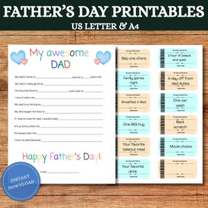Father&#39;s Day Gift Printable | Father&#39;s day fun certificate | Father&#39;s day coupons | Father&#39;s day printable