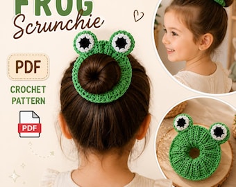 Crochet Frog Scrunchie Pattern, Frog Hair Tie PDF, Beginner Crochet Project