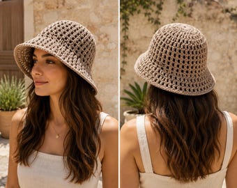 CROCHET PATTERN & VIDEO, Crochet Bucket Hat Pattern Pdf, Summer Sun Hat Tutorial, Beginner Friendly Sun Hat, Digital Download