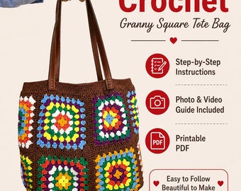 Granny Square Crochet Bag Pattern – Beginner Tote Tutorial PDF + Video