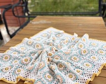 Crochet Baby Blanket, Pastel Safari Nursery Afghan, Boho Crib Decor