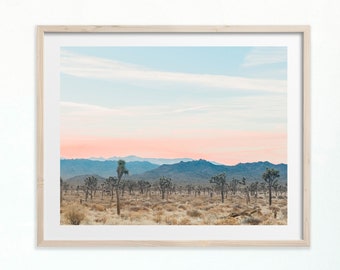 Joshua Tree Desert Sunset Print - Boho California Wall Art, Southwestern Landscape Photo, Desert Scenery Home Decor