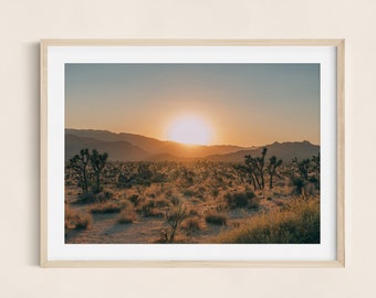 Joshua Tree Desert Sunset Print - California Landscape Art, Southwestern Desert Photo, Wall Decor, Joshua Tree Nature Art