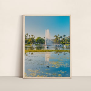 Echo Park Lake Art Print - Los Angeles Palm Trees, Scenic LA Wall Art, Echo Park Home Decor, Urban Landscape Photography