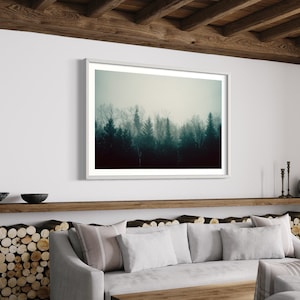 Foggy Adirondack Forest Print - Mountain and Tree Top Wall Art, Upstate NY Green Forest Landscape, Large Nature Photo, Misty Mountain Art