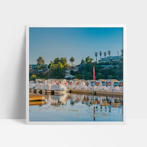 Echo Park Lake Swan Boat Print - Hipster Los Angeles Wall Art, California Lake Photo, Home Decor, Unique Urban Lake Artwork