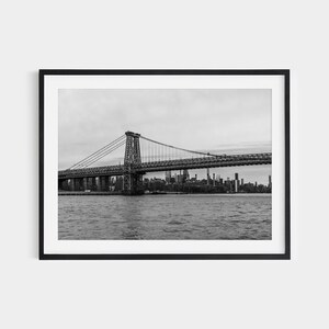 Impresión en blanco y negro del puente de Manhattan: foto del horizonte de Brooklyn, Nueva York