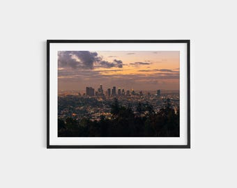 Downtown LA Night Skyline Print: Urban Photography Wall Art