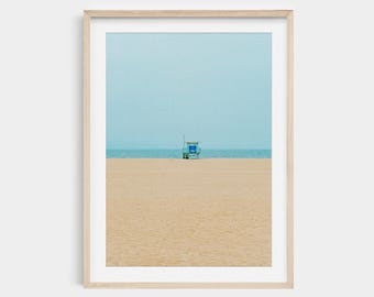 Santa Monica Beach Print: Minimalist Lifeguard Tower Photography