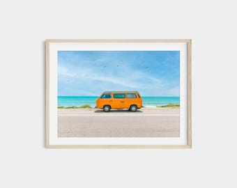 VW Van Malibu Beach Print: Retro California Surf Photography