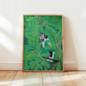 Gatto italiano misterioso, dipinto a olio di M. Wolf, stampa artistica