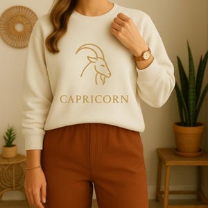 Minimalist Capricorn Sweatshirt, Astrology Gift, Celestial Zodiac Crewneck, Boho Horoscope Shirt, Spiritual Birthday Gift for Her