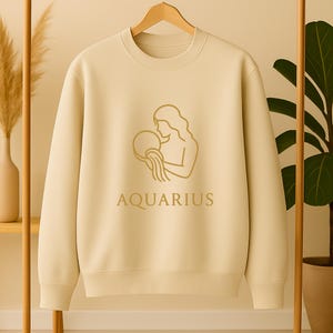 Minimalist Aquarius Sweatshirt, Astrology Gift, Celestial Zodiac Crewneck, Boho Horoscope Shirt, Spiritual Birthday Gift for Her