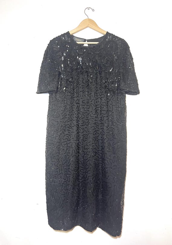 90s Vintage Black Beaded Silk Dress  Lane Bryant (size 18/20) - Etsy