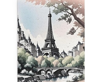Eiffel Tower Puzzle (120, 252, 500-Piece) | Parisian Art, Scenic Puzzle, Gift for Travelers, Relaxation Activity, Unique Home Decor
