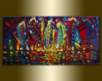 City abstract art | Etsy