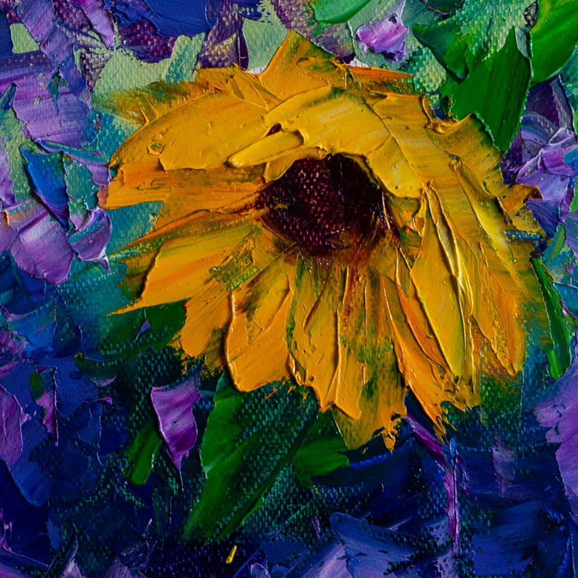Flower Oil Painting Sunflower Painting Textured Palette Knife - Etsy