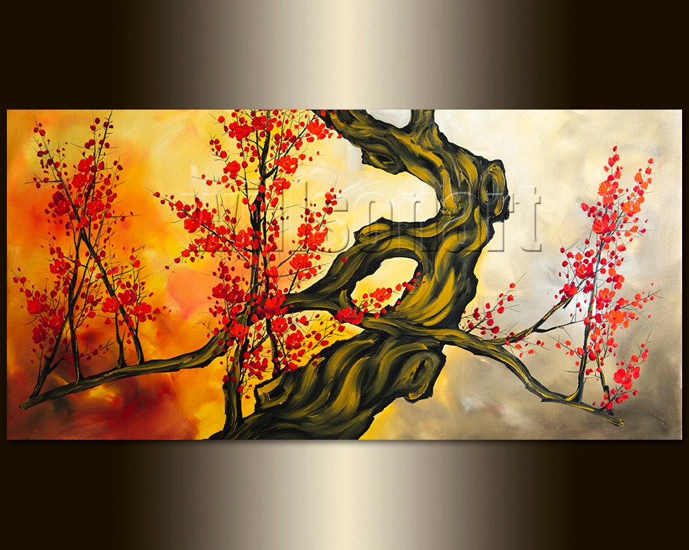 HUGE Original Asian Zen Art Modern Flower Canvas Oil Painting Etsy