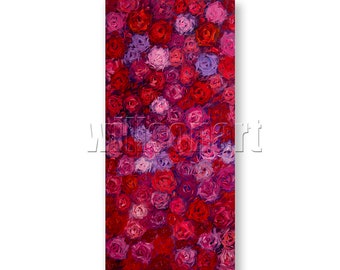 Floral Canvas Modern Flower Oil Painting Roses Textured Palette Knife Original Art 24X48 by Willson Lau