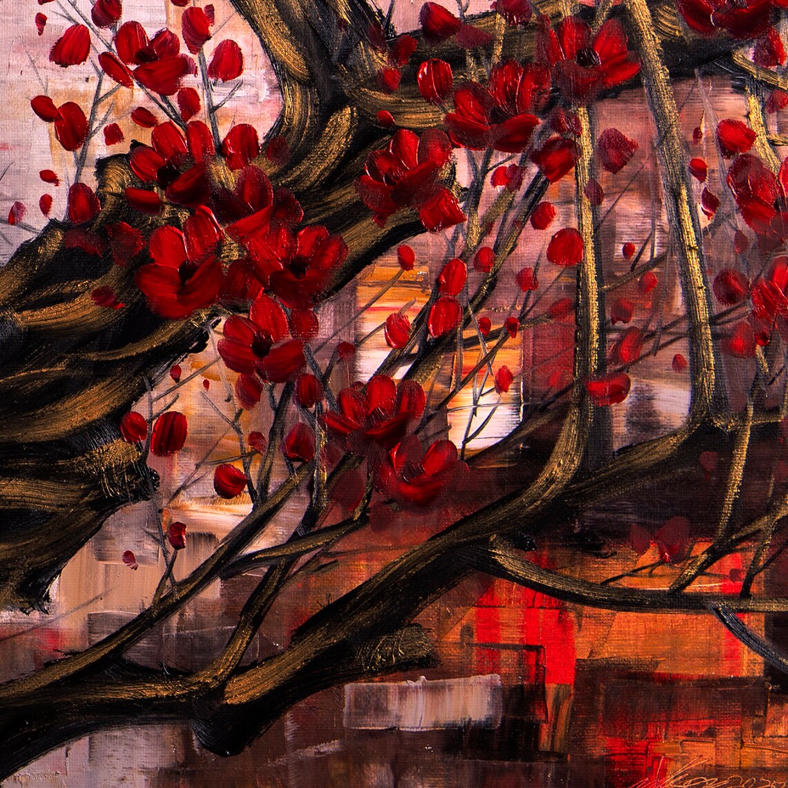 HUGE Original Asian Zen Art Modern Flower Canvas Oil Painting Etsy