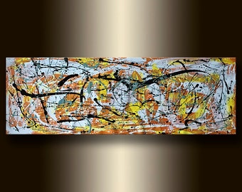 Original Abstract Painting Acrylic on Canvas Contemporary large Modern Wall Art 20X60 by Willson Lau