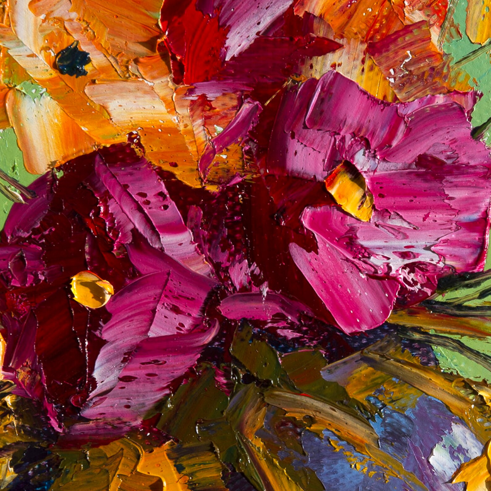 Modern Flower Canvas Oil Painting Textured Palette Knife Etsy