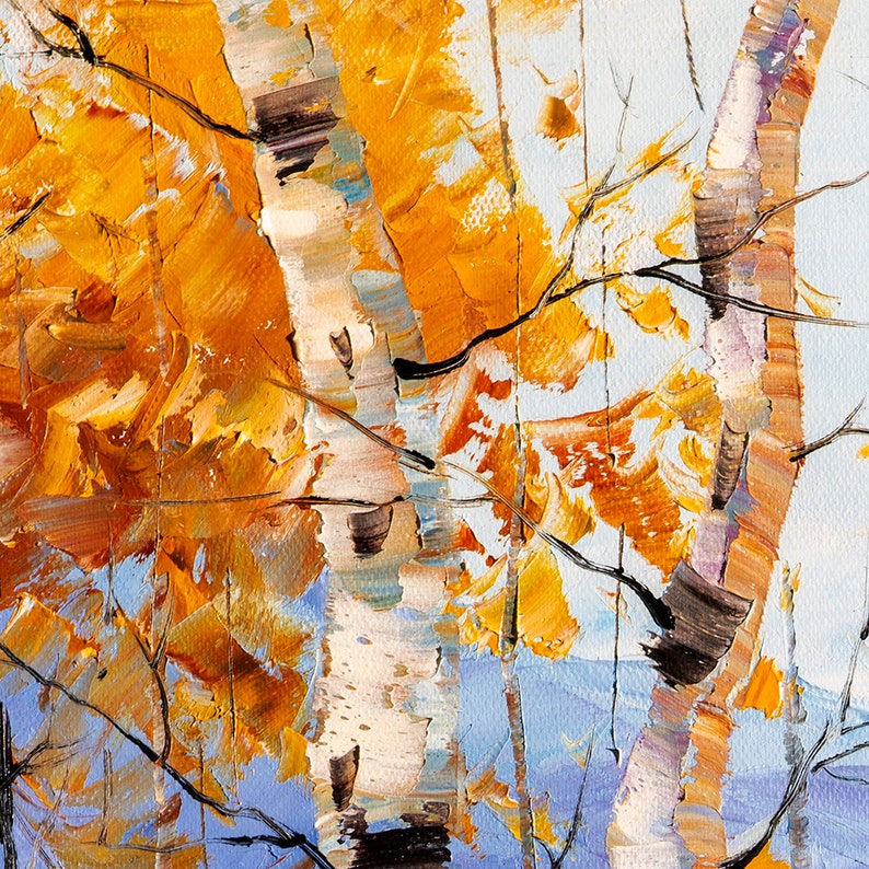 Original Autumn Birch Landscape Painting Oil on Canvas Etsy