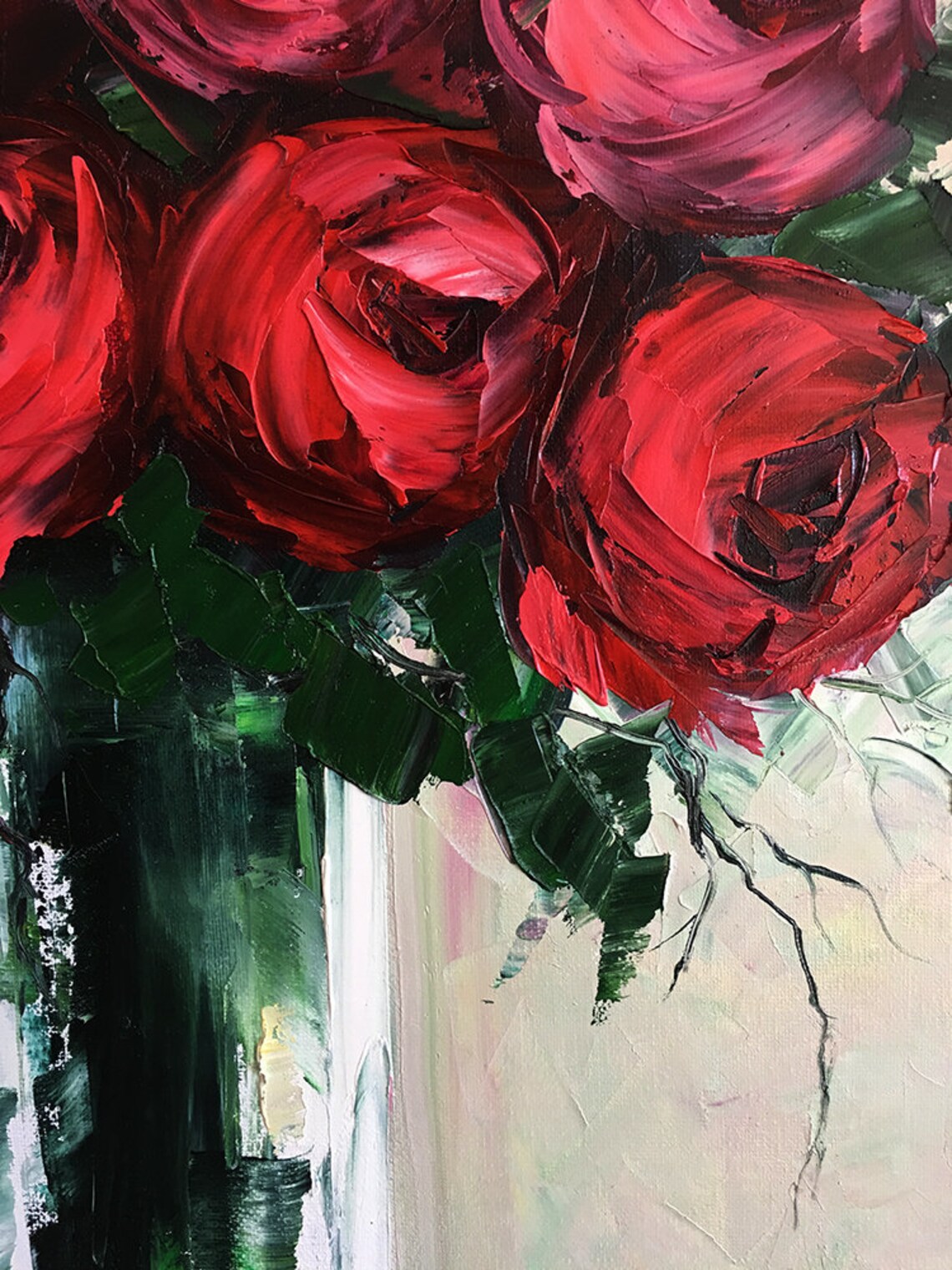 Original Textured Palette Knife Rose Oil Painting Contemporary Etsy