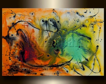 Original Abstract Painting Acrylic on Canvas Contemporary Modern Art 24X36 by Willson Lau