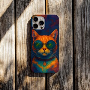 Colorful Cat Phone Case, Tough Cases with Artistic Cat Design, Cat Lover Gift, Trendy Tech Accessory, Unique Pet Lover Present