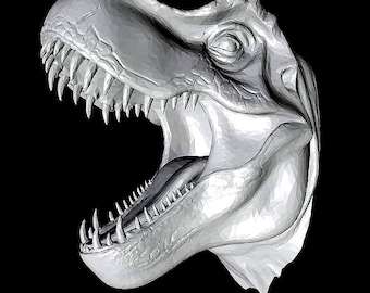 T. rex Dinosaur Bust STL – Highly Detailed Tyrannosaurus Skull 3D Print File, Fossil Model, Jurassic Decor